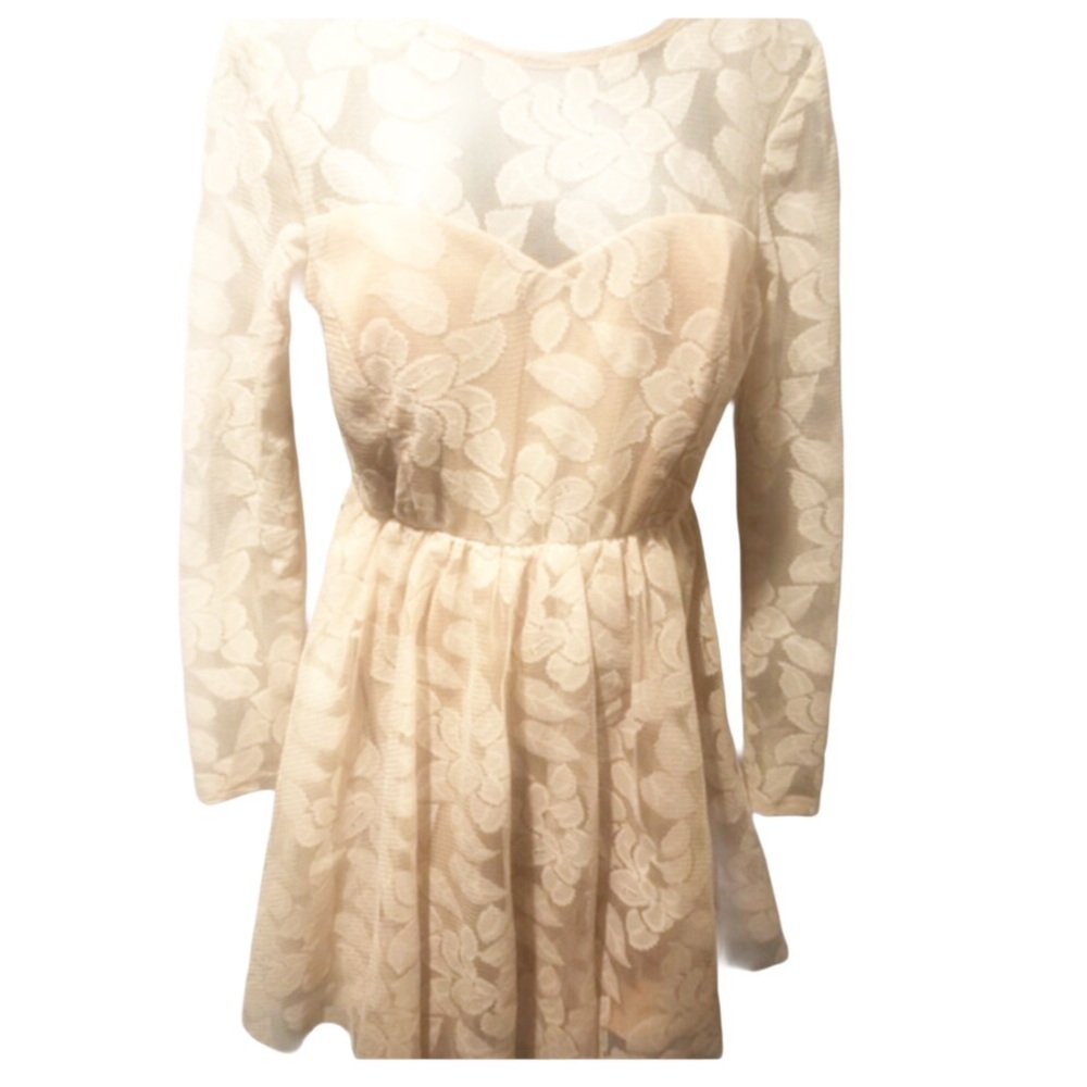 Windsor Cream Lace Mini Dress Size Large